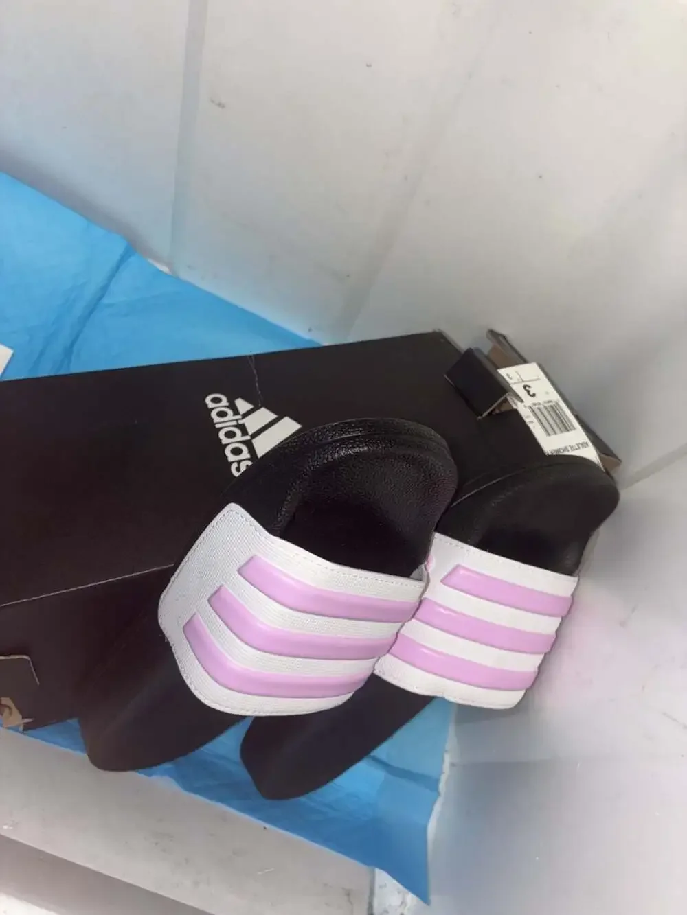 Adidas Adilette Shower K Slides Black/White/Clear Lilac Size 3